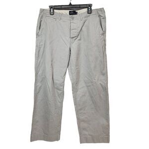 L.L. Bean Size 35x30 Flat Front 5 Pocket Grey Heavy Cotton Chino Men's Pants Q11